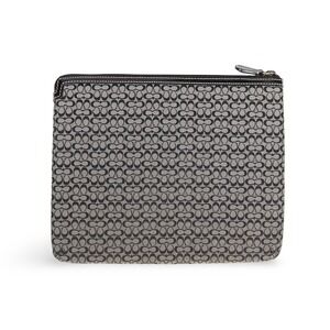 Coach Signature Monogram Tablet Case Unisex OS Black Gray Jacquard Zip Sleeve